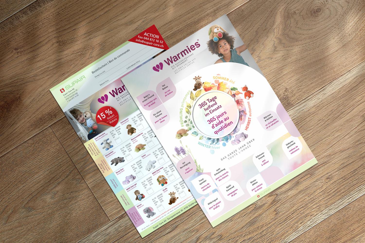 Supair Care AG<h5>Aktionsflyer Warmies Jahreszeiten Informationsblatt mit Bestellschein</h5>